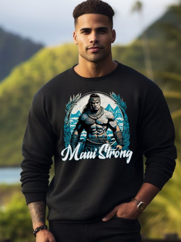 Maui Strong Warrior Teal | Black Premium Crewneck Sweatshirt