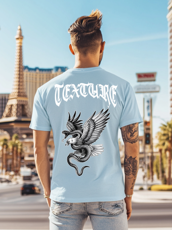 Texture Eagle & Snake | Light Blue Premium T-Shirt