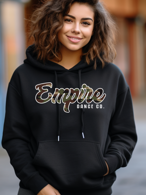 Empire Dance Script Camo | Black Premium Hoodie